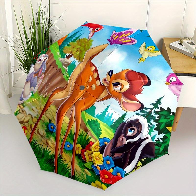 

1pc Bambi,Thumper Automatic Folding Umbrella: Compact 8 Bone Design Cartoon Outdoor Travel Companion, Business Umbrella, Christmas Valentine