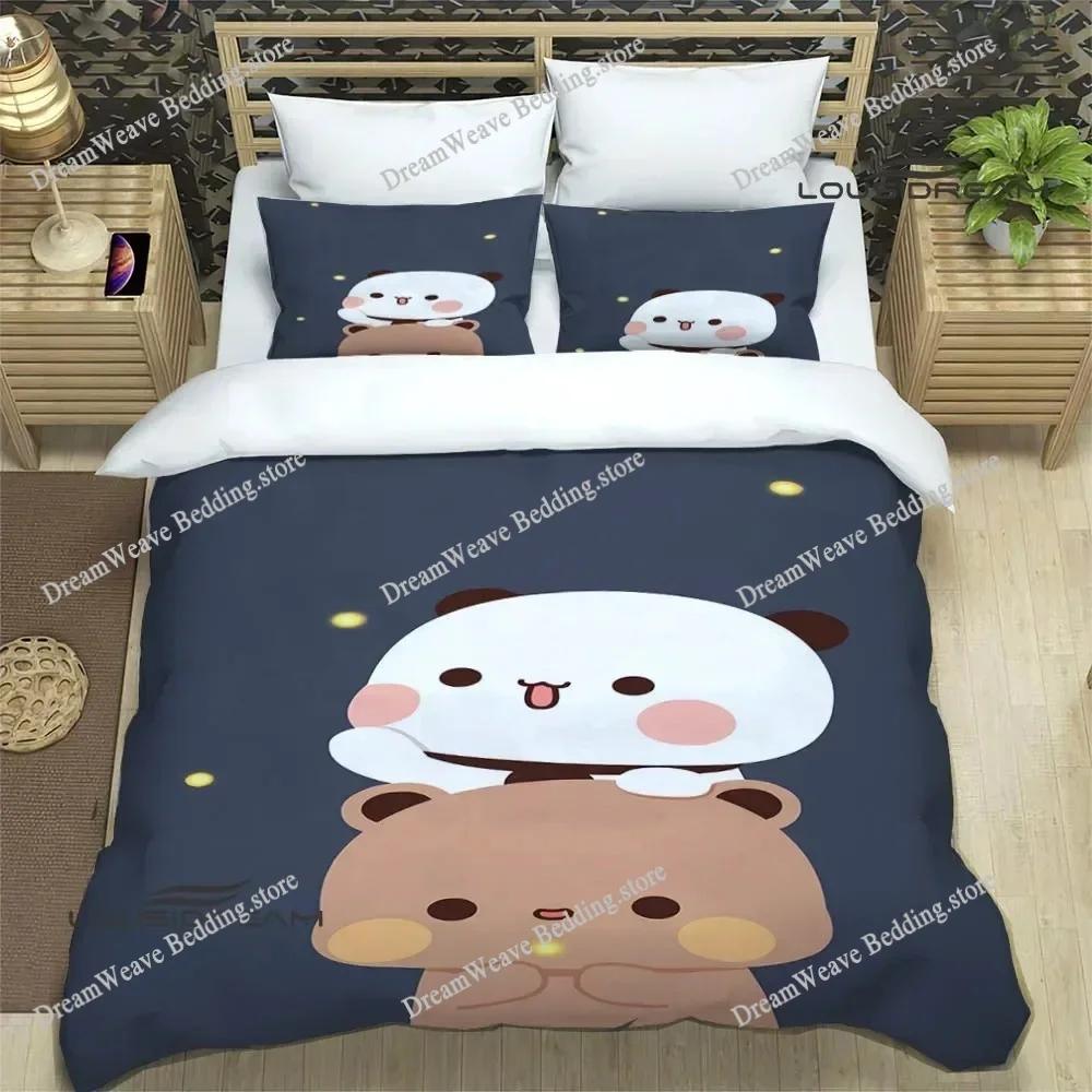 Cute Cartoon Bear Printed Bedding Sets Exquisite Bed Supplies Set Duvet Cover Bed Comforter Set Bedding Set Luxury Birthday Gift
