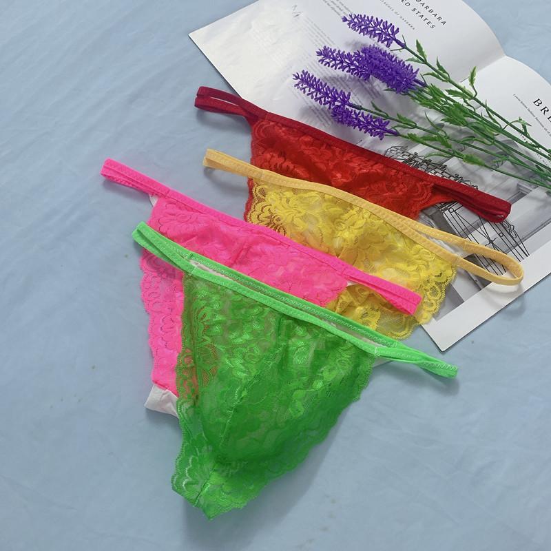 Herren-Tanga Sexy Spitze Spurlos Transparente Unterwäsche U-Konvex Panties Ultra-Dünn Durchsichtige Dessous Sissy Unterhosen Erotisch