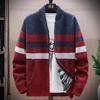 Men's Plus Size V-Neck Color Block Knit Cardigan Sweater - Autumn/Winter Fashion