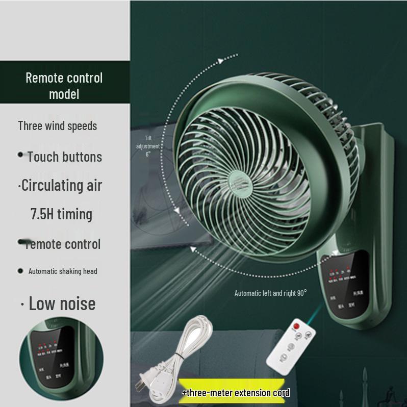 Wall-Mounted Punch-Free Air Circulator Fan for Kitchen & Bathroom