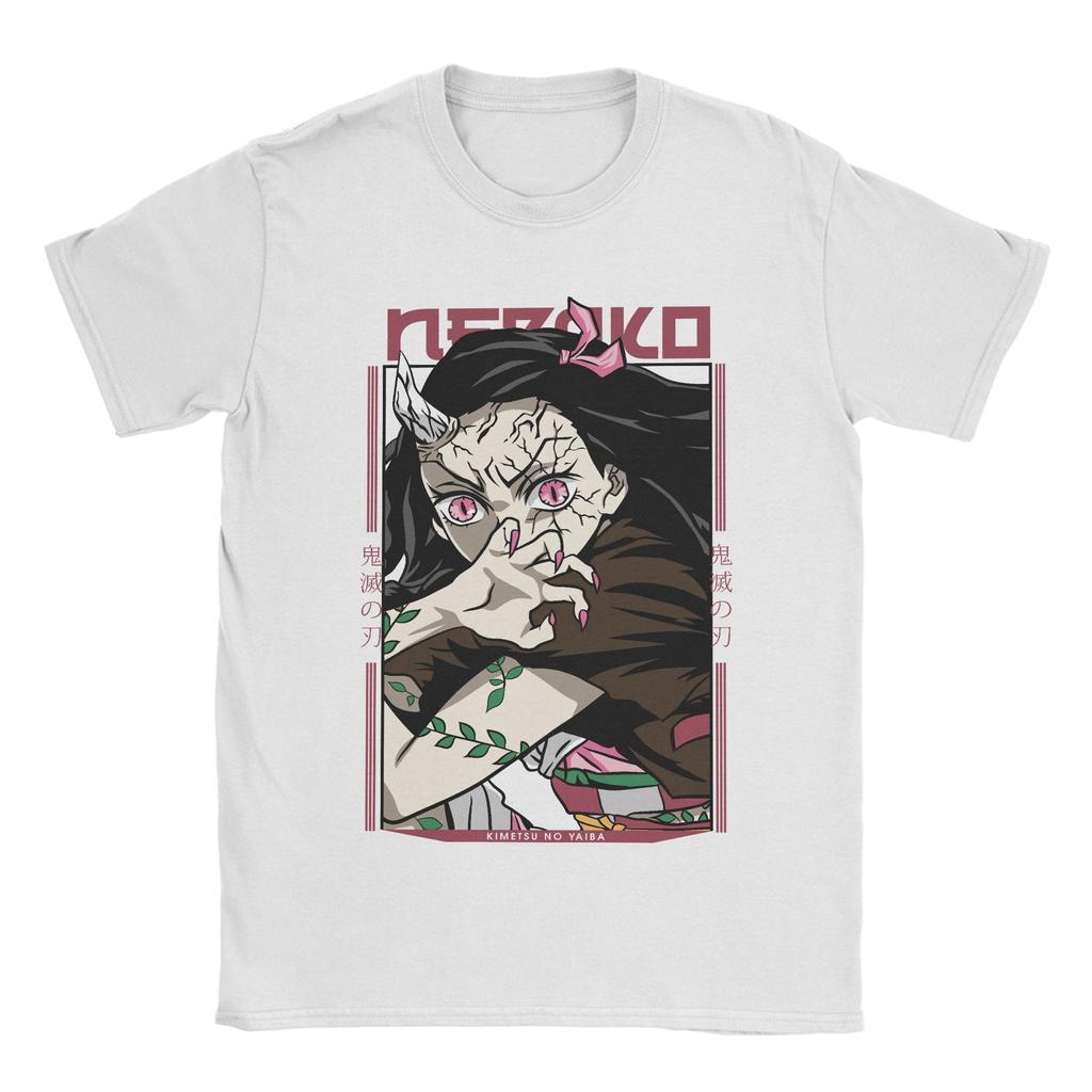 Men Anime Demon Slayer Nezuko T Shirt  100% Cotton Clothes Crazy Short Sleeve Round Collar Tees Big Size T-Shirt
