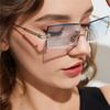 Trendy Rimless Eyeglasses for Men Women Fashion Frameless Rectangle Sun Glasses Retro Shades Summer Traveling Eyewear