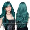 Women's Long Sky Blue Wavy Wig for Daily Lolita Look, Ideal for Round Faces