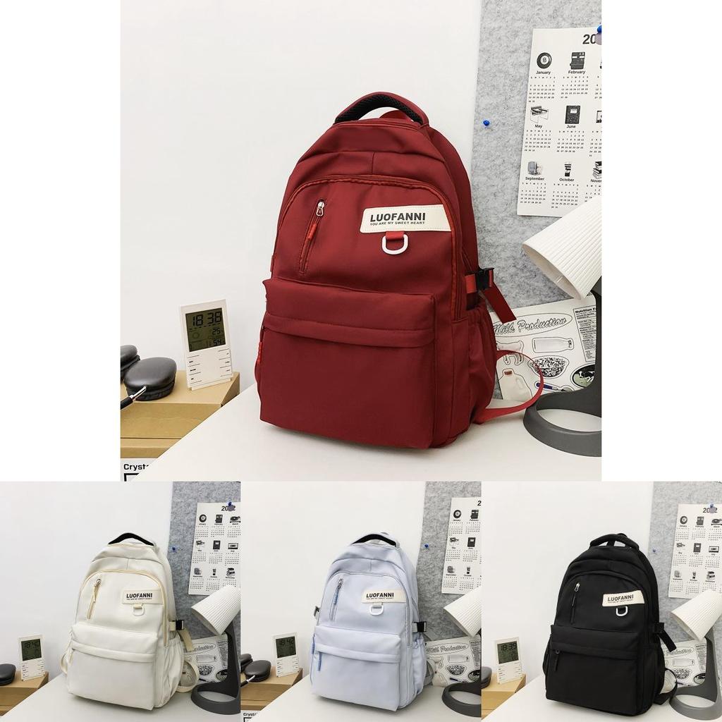 Letter Lightweight Nylon Student Backpack With Zipper Closure For High School And College Daily Use