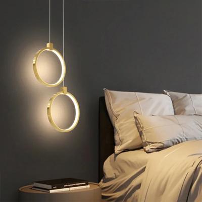 Moderne LED Pendelleuchten Nachttischlampen Gold Runde Hängeleuchten Schlafzimmer Wohnzimmer Bar Home Lampe Led Beleuchtung Glanz