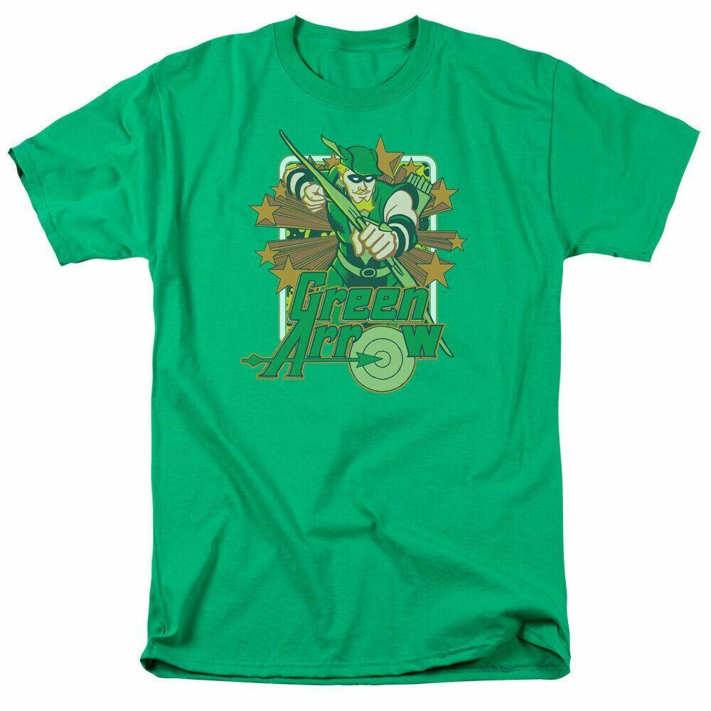 Green Arrow Green Arrow Stars T Shirt Mens Licensed DC Comic Tee Kelly Green L