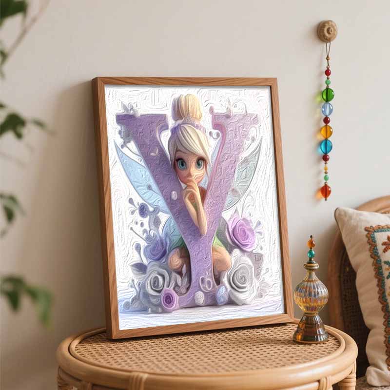 Disney Oil Paint Art Painting Kit Tinkerbell Dots Home Wall DecorSparkle GlitterFlowers