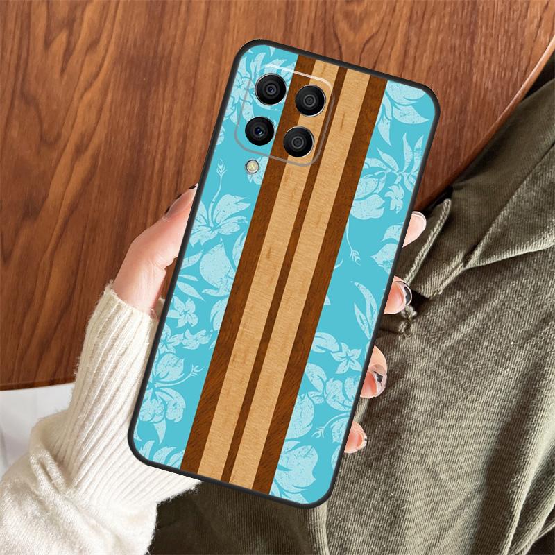 Beach Hawaiian Faux Koa Wood Case For Samsung Galaxy M14 M34 M54 M12 M32 M52 M15 M11 M13 M06 M16 M36 M56 M31 M53 M35 M55