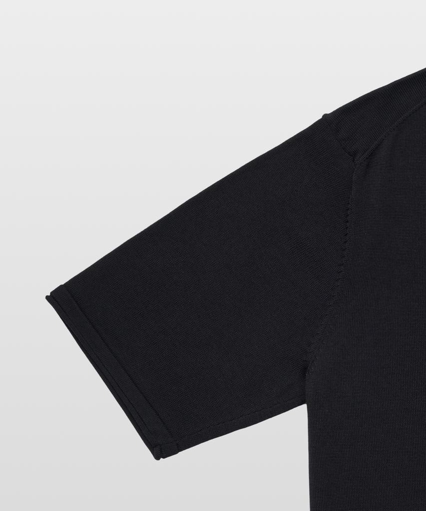 MANNERGRAM 100% Soft Cotton Rolling Edge Round Short Sleeve Knit Black