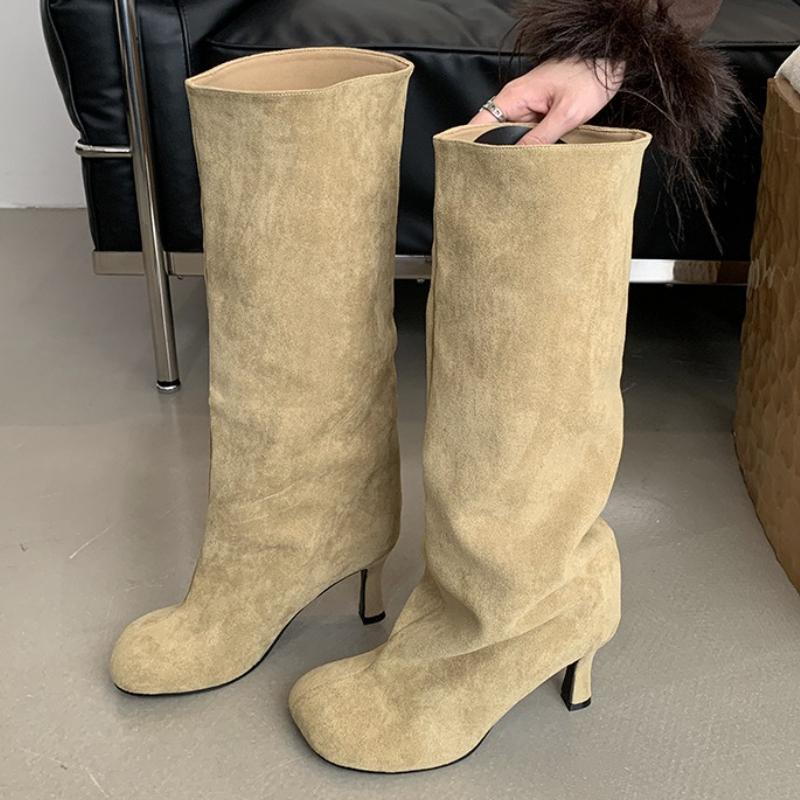 Fashion Winter Street Style Round Toe Women Knee-High Boots Concise Punk Style Thin High Heels Shoes Female Long Booties