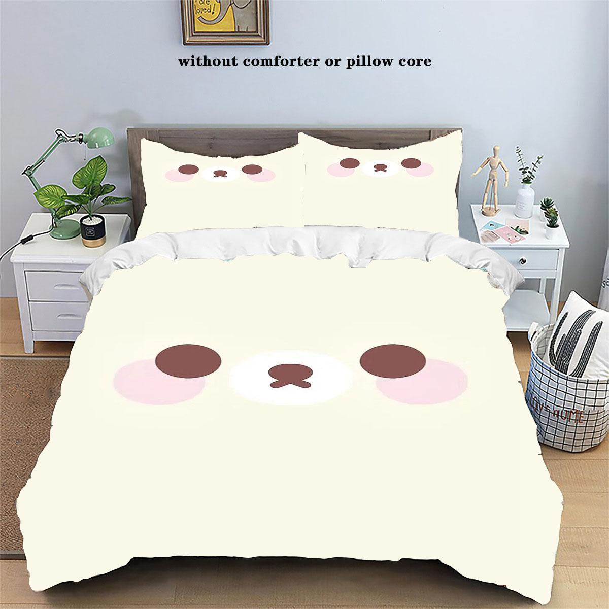 

Мультяшный комплект пододеяльника Rilakkumas Kawaii Korilakkuma Покрывало Наволочки Комплект Постельного белья Медведь Полный Двуспальный Кинг-сайз EU Twin 135x200cm
