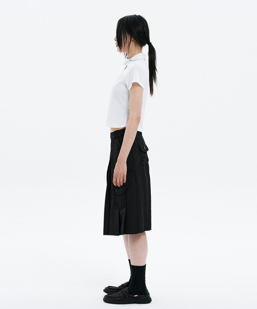 Hanahi Low Pocket Pleated Skirt Black
