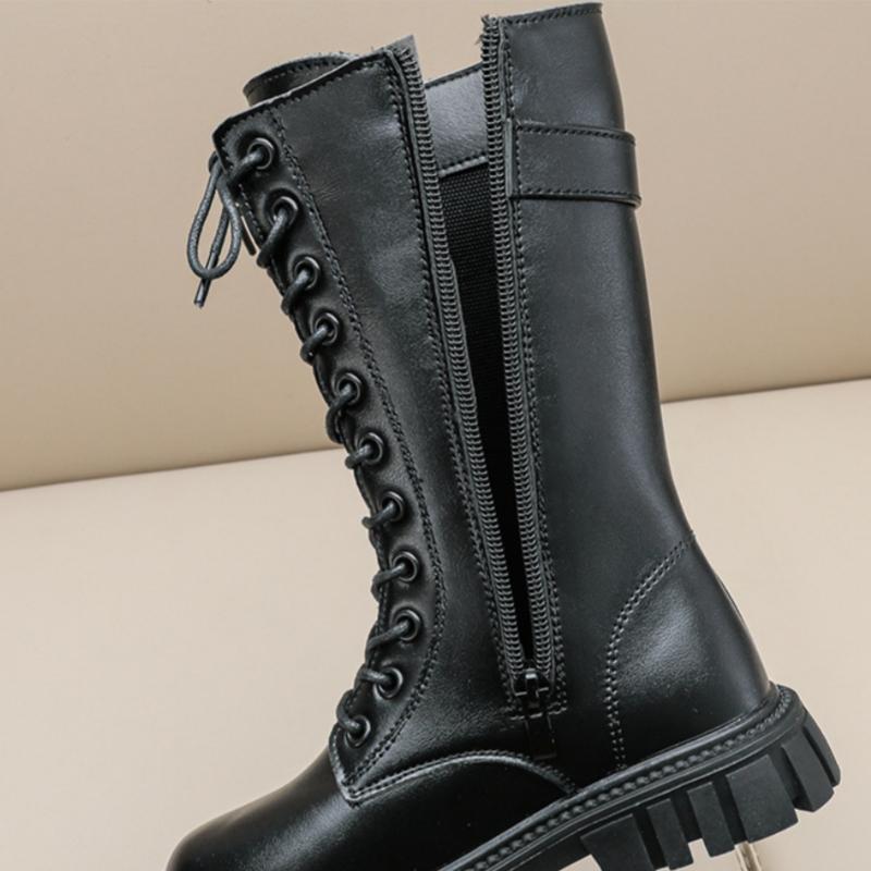 Höga barnstövlar höst och vinter Ny koreansk stil singelstövlar flickor långa stövlar