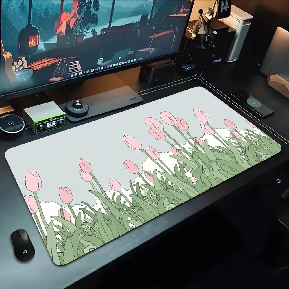 Anime Tulpenfeld Mauspads 500X1000 mm Großes Gaming-Mauspad Gamer XL Gummi Otaku Tastaturunterlage Laptop Schreibtischmatte