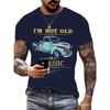 Summer Men's Navy Blue T-Shirt Vintage Truck Graphic Print Casual Tee