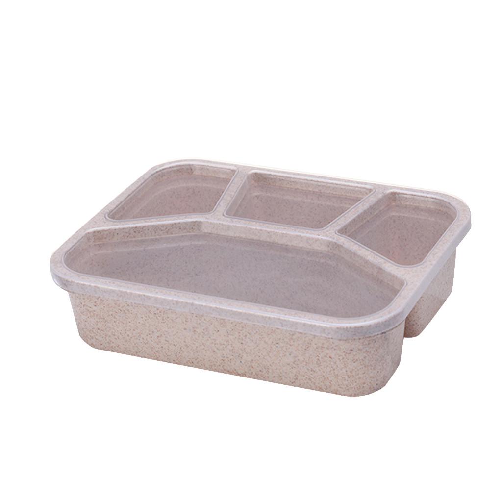 Lunch Box Reusable 4-Compartment Plastic Divided Food Storage Container Boxes