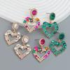 Pinkdudu Fashion 3 Color Rhinestone Heart Drop Earrings Romantic Luxury Multicolor Zircon Love Earring for Women Jewelry PD1323