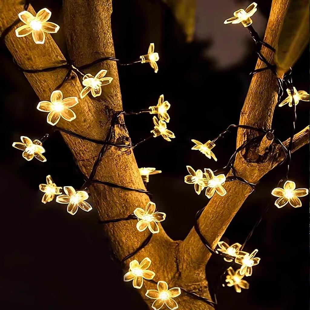 Super Bright Peach Blossom Garland Solar Led Colorful Lights Outdoor Decoration Mtltiple Sizes
