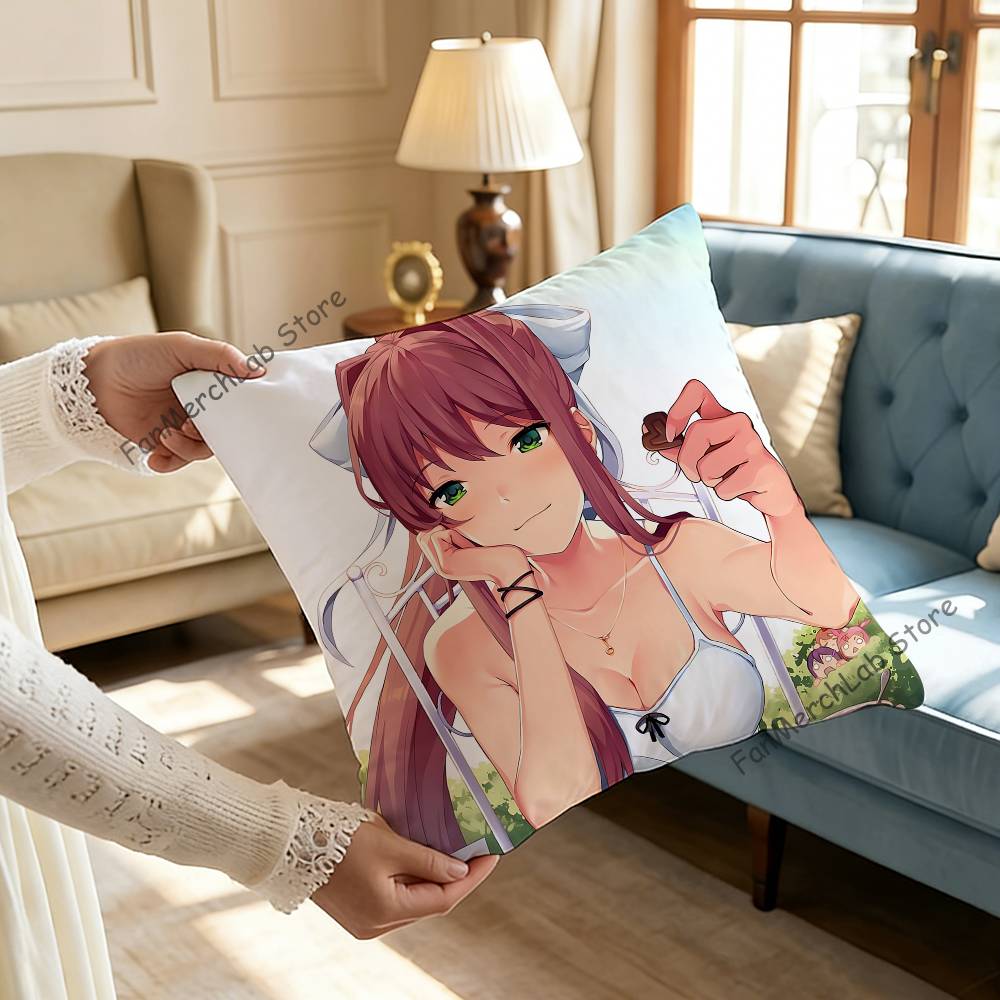 Cartoon Character MMonika Pillow Case Plush Fabric Soft Pillowcase Double Sided Print Sofa Cushion Cover Throw