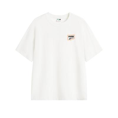 Puma Loose Fit Printed Crew Neck Short Sleeve T-Shirt Unisex Tops White 629023-02