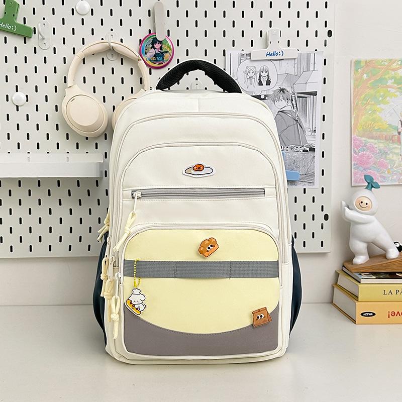 High value, fresh and sweet backpack, junior high school students contrasting color splicing large-capacity backpack