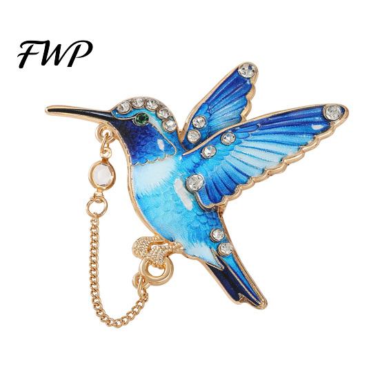 Oil Dripping Bird Pin Rhinestone Hummingbird Brooch Pin, Lapel Sweater Cardigan Coat Suits Accessories, Jewelry Gift for Women