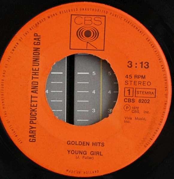 

7inch Record GARY PUCKETT & THE UNION GAP - Young Girl CBS8202 CBS 1972 UK Rock Used