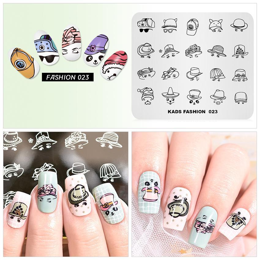 kads Nail Art Stamp Plate Fashion 023 Cap Cartoon Lovely Design Nail Stamping Template Decorations DIY Image Template