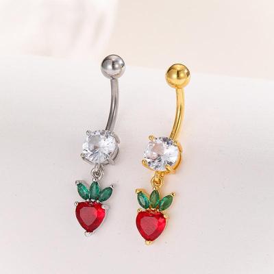 Zirkon Frucht Bauchnabelring Glänzend Kirschenanhänger Nabelpiercing Für Frauen Mädchen Sexy Bauchnabelring Strand Schmuck