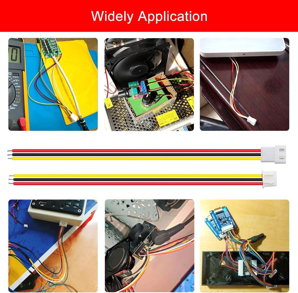 Set of 20 Pairs JST XH 2.54 3-Pin Connectors with 150 mm 22AWG Cable – Male and Female Plug for Electronic Projects, Lipo Batteries