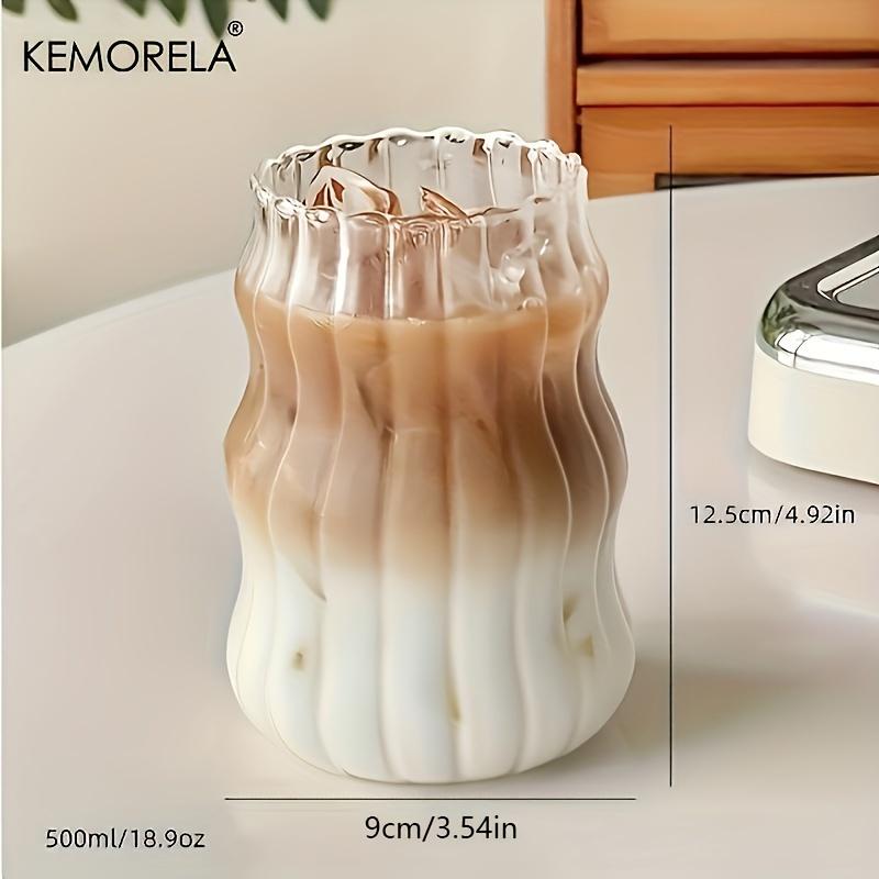KEMORELA 4/6 Stück 550ml Neue Klare Glas Wolkenbecher Mit Bambus Holzdeckel Strohhalm Milch Frühstückstasse Eiskaffee Saft Trinkbecher
