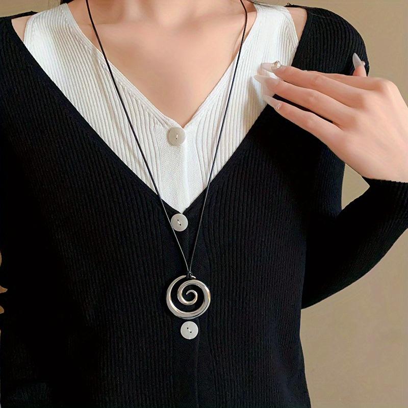 Colier cu pandantiv metalic de toamnă și iarnă, accesorii pentru pulover, lanț, en-gros