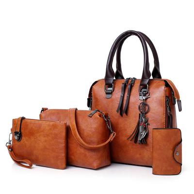 Mode Handtasche Luxus Einfarbig Weibliche Vintage Designer Handtaschen Vier-stück Schulter Tasche