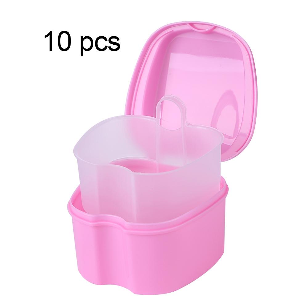 10Pcs Denture Box With Net Leakage Dental False Teeth Storage Box With Hanging Net Container Cleaning Tooth Boxes