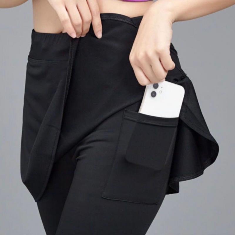 High-Waisted Two-in-One Skirt Leggings - Quick-Dry, Hip-Lifting Yoga and Running Pants