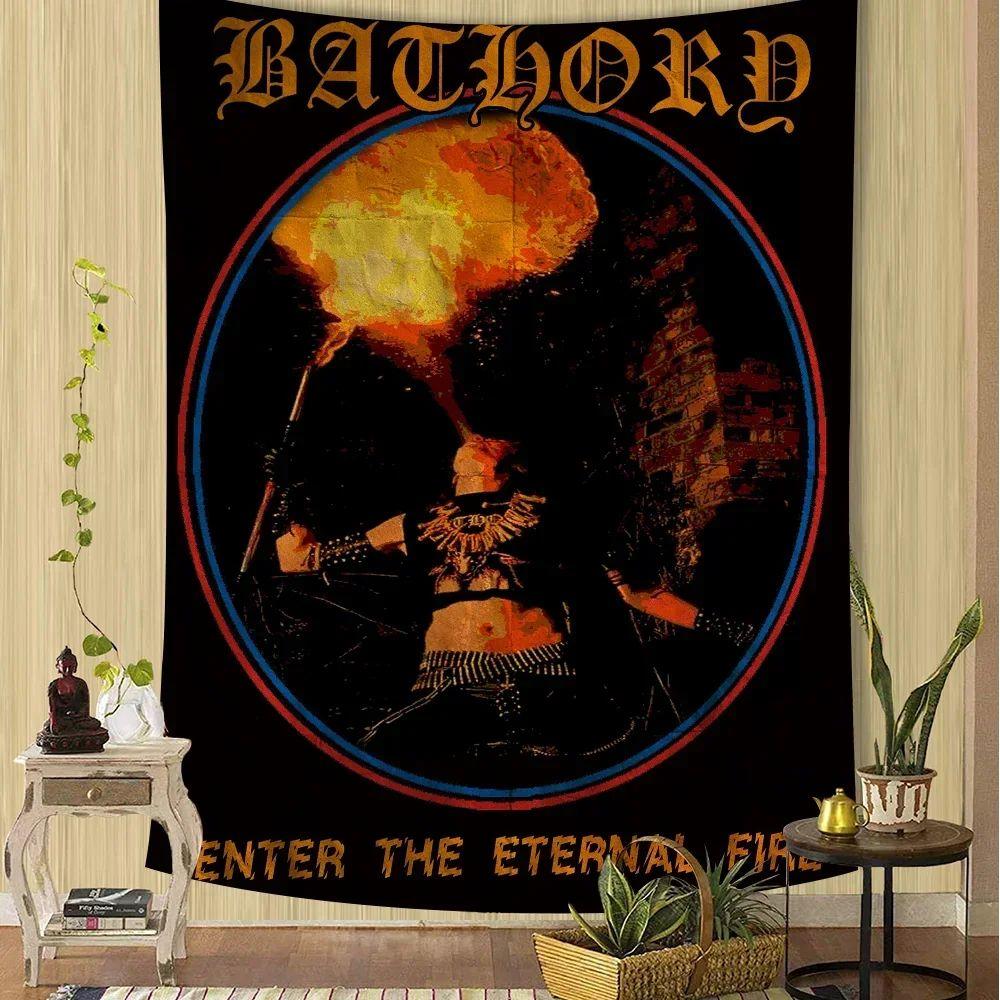 Tapestry Bathory Quarton retro heavy metal 75x100 чёрный
