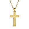 Bibel Kreuz Halskette Goldfarbe Edelstahl Anhänger & Kette für Herren Geschenk Christlicher Schmuck 60cm Kettenlänge