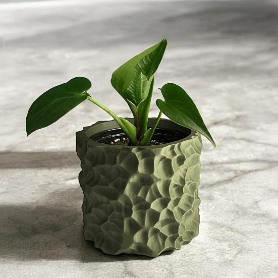 Vaso per Piante con Motivo ad Onda Stampato 3D, Fioriera Bianca Opaca per Succulente, Stampaggio Integrato Liscio Vaso Decorativo per Casa Scrivania Libreria Living