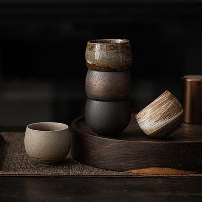 Japanese Style Handmade Stoare Tea Cup Kung Fu Tea Set Tea Cup Small Single Cup Ancient Style Quiet Road Cup Bowl Teacup