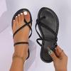 Plus Size 2025 Summer New Women’s Open Toe Slippers Round Toe Flat with Weave Outdoor Thong Sandals for Hot Sale Beach Slippers