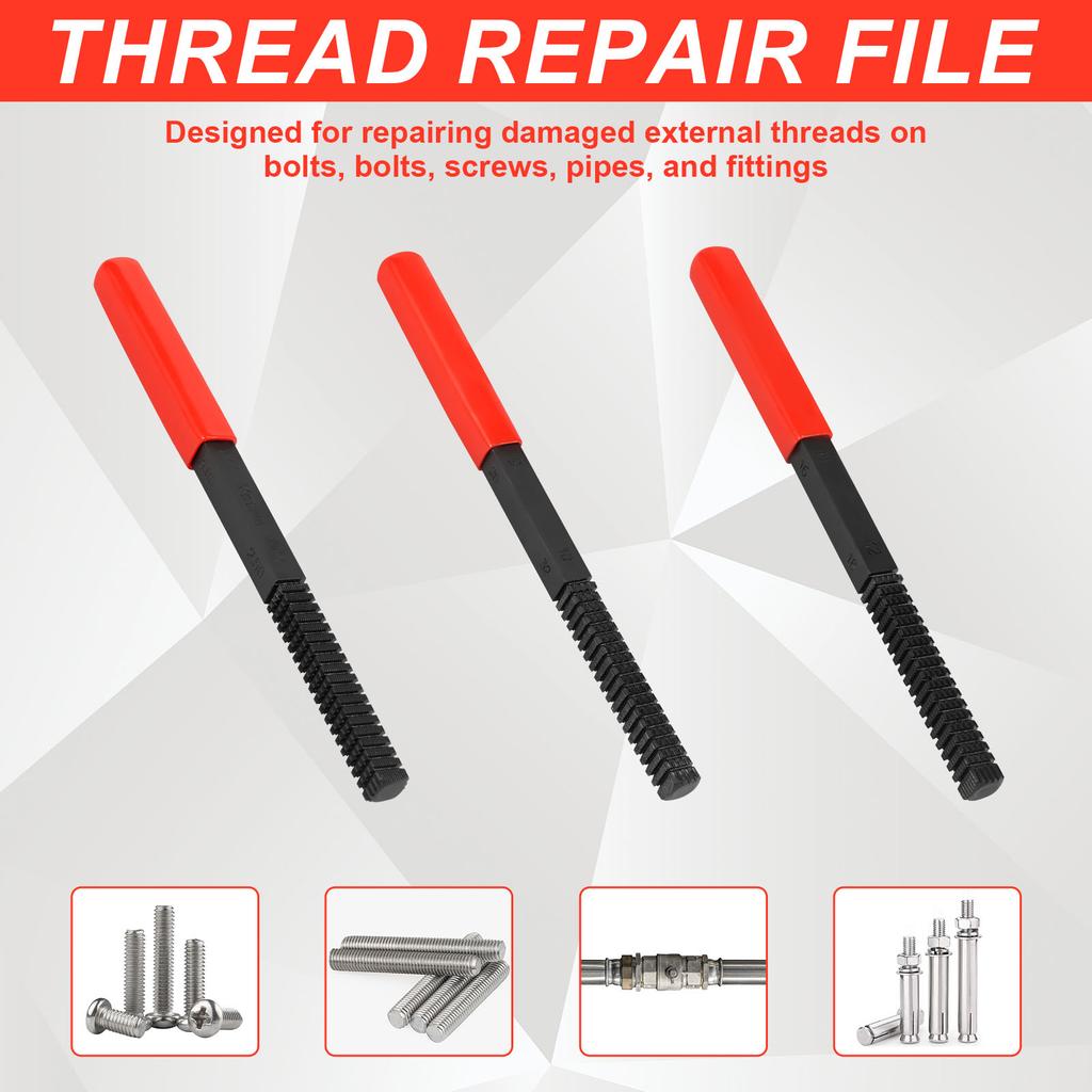 1/3Pcs Thread File High Hardness Thread Restorer File Multipurpose Metric Thread Repair File Hand Tools for Stud Bolt Screw Pipe