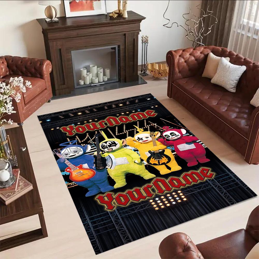 Teletubbies Customizable Name Floor Mat Design for Outdoor Game Room Study Room Kitchen Anti-slip Rug Anime Office Decor Birthday/Christmas Gift