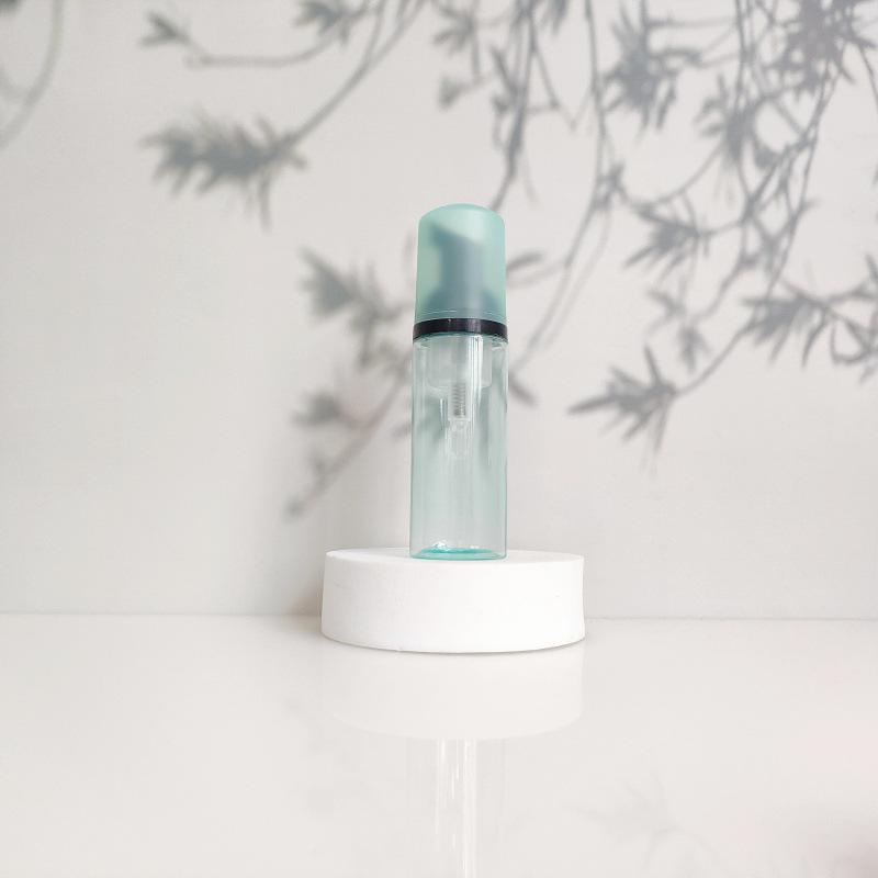 60ml Portable Transparent Green Facial Cleanser Foaming Bottle