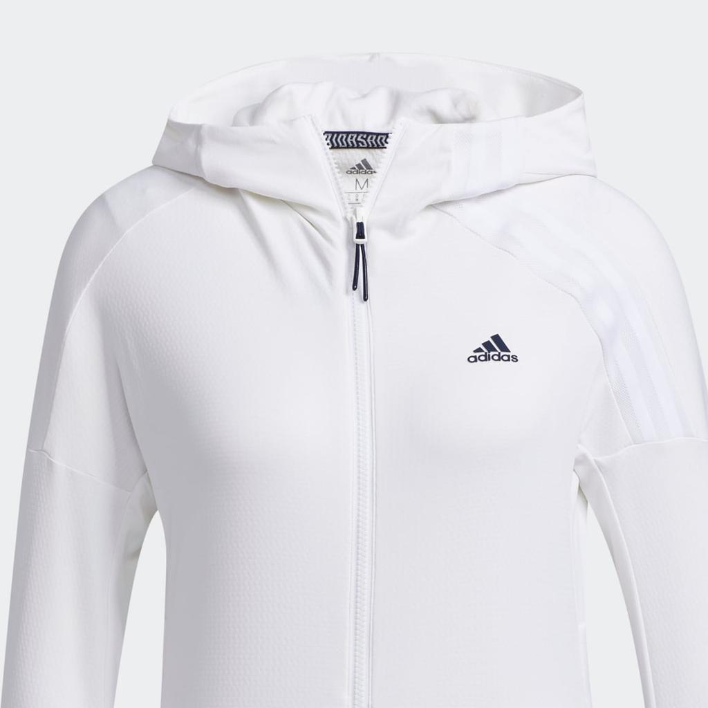 Adidas Logo Letter Pattern Printed Zipper Solid Color Hooded Long Sleeve Jacket Women Jackets White GM0864