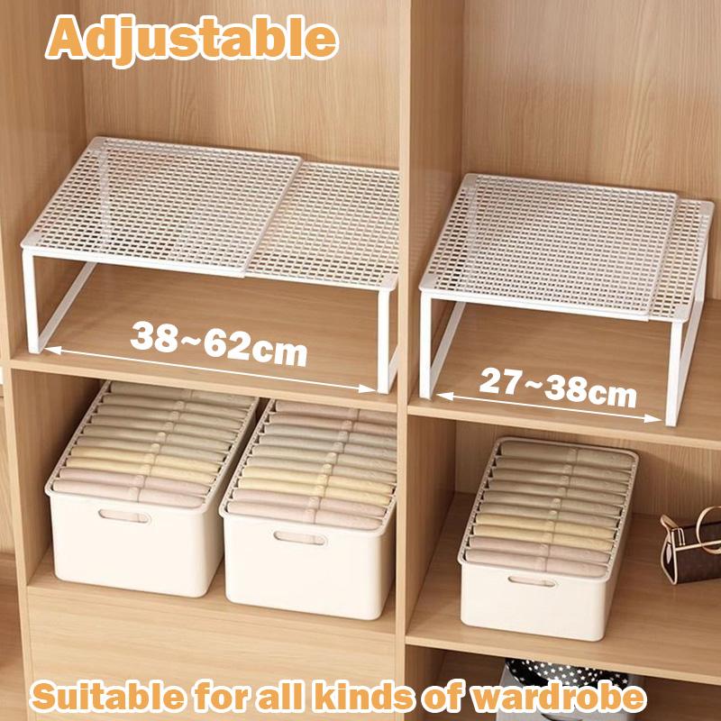 1pc Wardrobe Scalable Layered Partition Board Stackable Large-capacity Shelf Shoe Cabinet Sorting Board Wardrobe Organizer