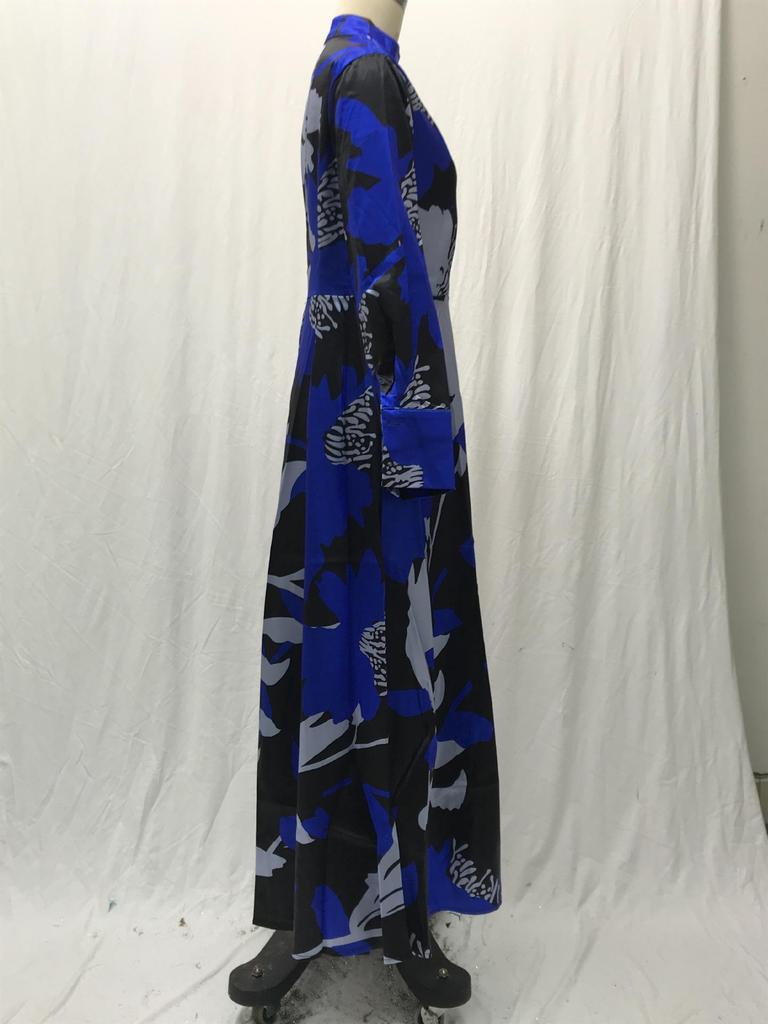 Vestido de Mujer Primavera/Verano 2024 Ajustado a la Cintura con Línea A y Estampado Digital con Bajo Amplio