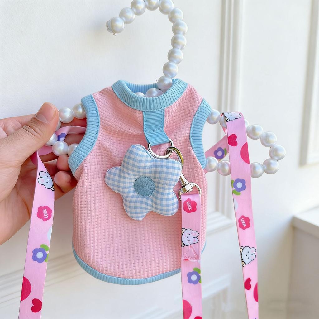 Cat dog clothes spring and summer pet British short blue cat anti-hair loss breathable sun protection tractable teddy bear vest