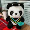 Cute Graduation Panda Plush Toy Soft Stuffed Doll With Bachelor Cap Adorable Panda Plushie For Graduation Gift Chinese Souvenir