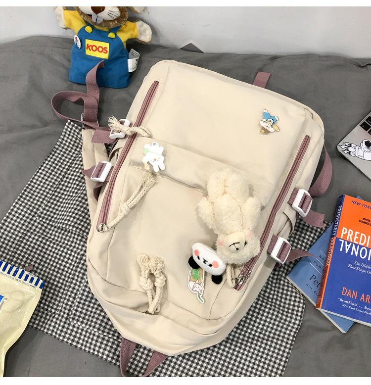 Korean Style Harajuku Backpack for Girls - Large Capacity, Solid Color, Perfect for High School & Junior Students.